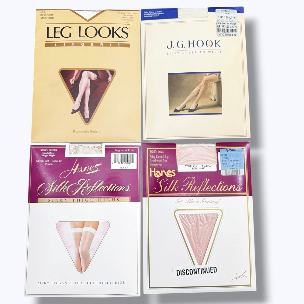 VTG Pantyhose Thigh Highs Tights Bundle 1980s 1990s Hanes Leg Looks JG Hook M/L